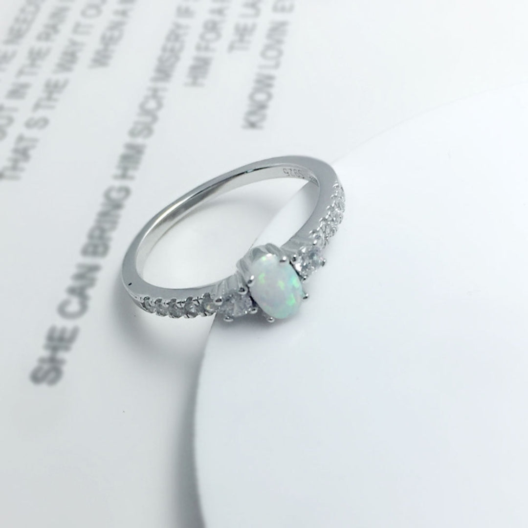 Chic Opal Cubic Zirconia Silver Ring - Rings - Pretland | Spiritual Crystals & Jewelry