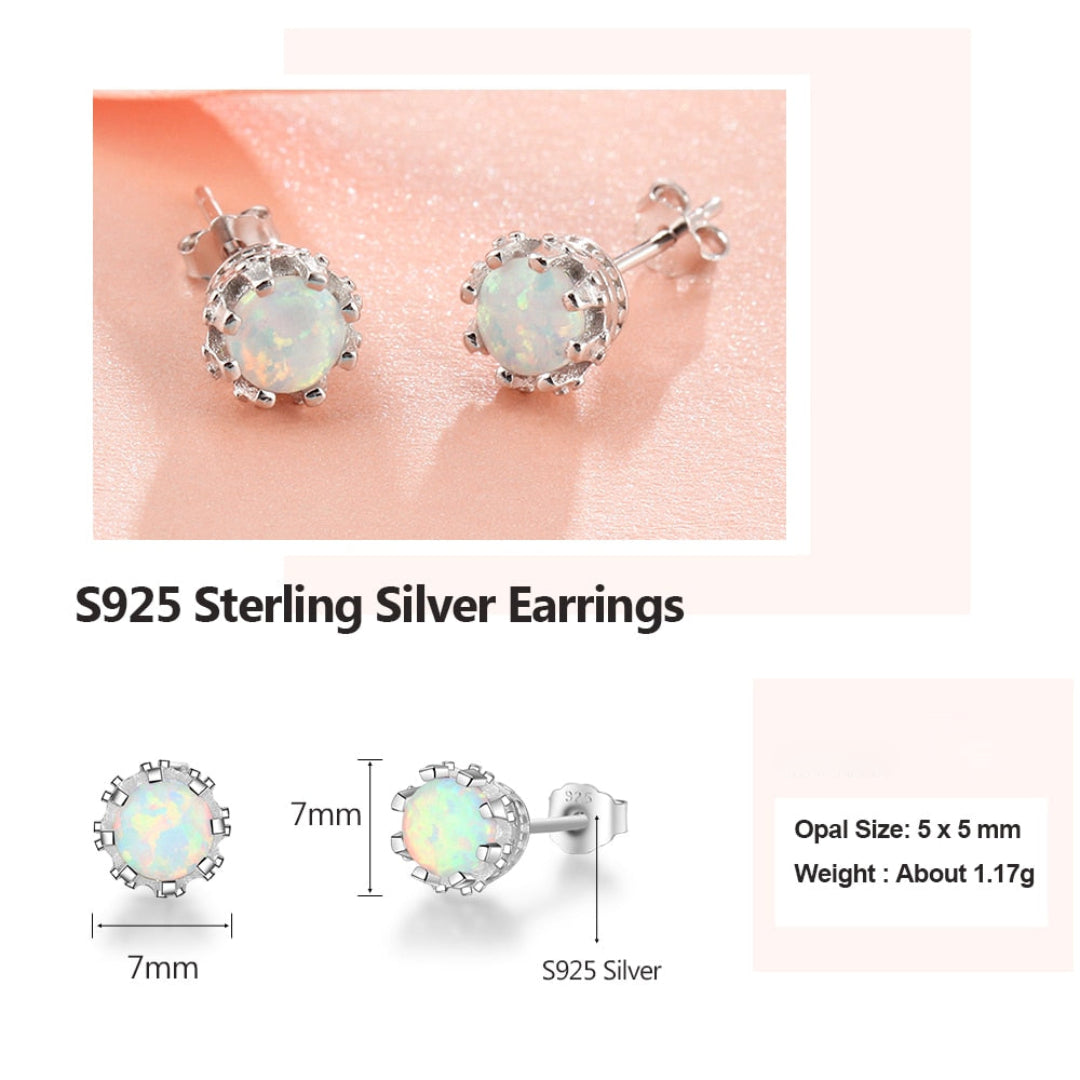 Minimal Fire Opal 925 Sterling Silver Earrings - Stud Earrings - Pretland | Spiritual Crystals & Jewelry