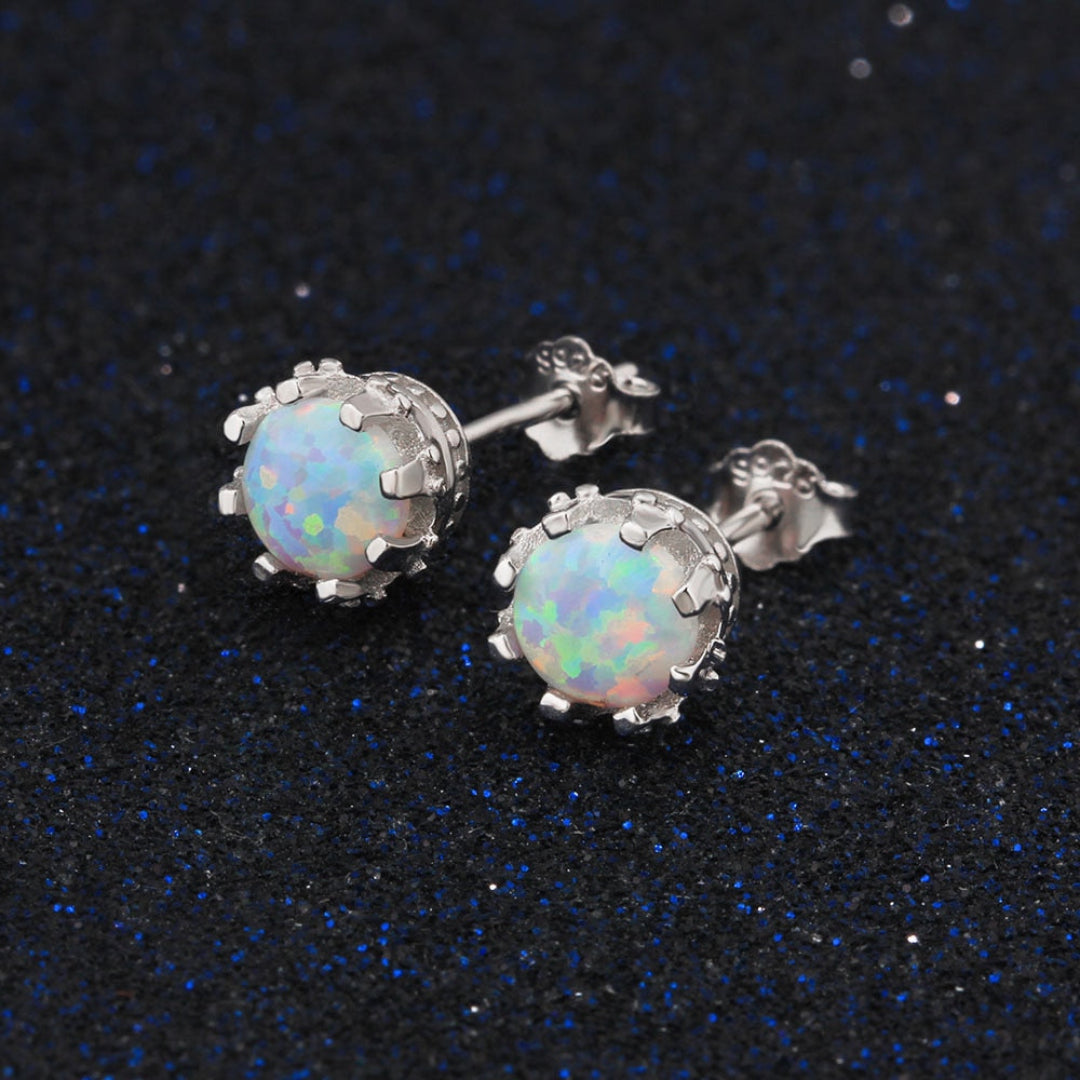 Minimal Fire Opal 925 Sterling Silver Earrings - Stud Earrings - Pretland | Spiritual Crystals & Jewelry