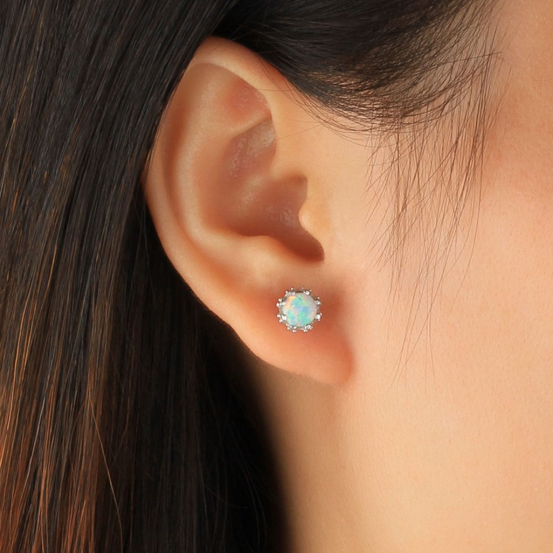 Minimal Fire Opal 925 Sterling Silver Earrings - Stud Earrings - Pretland | Spiritual Crystals & Jewelry