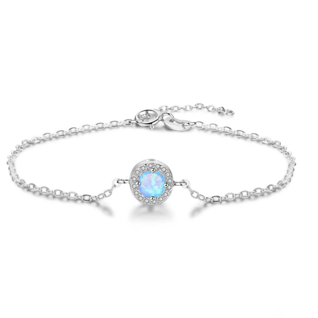 Chic Blue Opal Sterling Silver Bracelet - Bracelets - Pretland | Spiritual Crystals & Jewelry