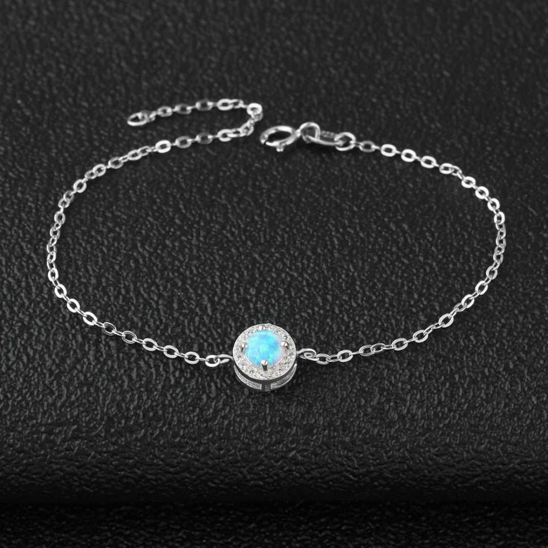 Chic Blue Opal Sterling Silver Bracelet - Bracelets - Pretland | Spiritual Crystals & Jewelry