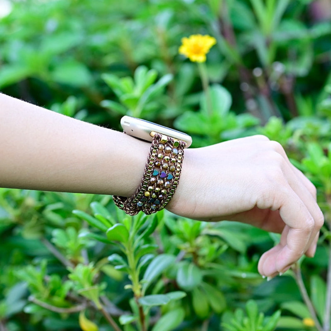 Natural Hematite Stone Fitbit Watch Strap - Fitbit Watch Strap - Pretland | Spiritual Crystals & Jewelry