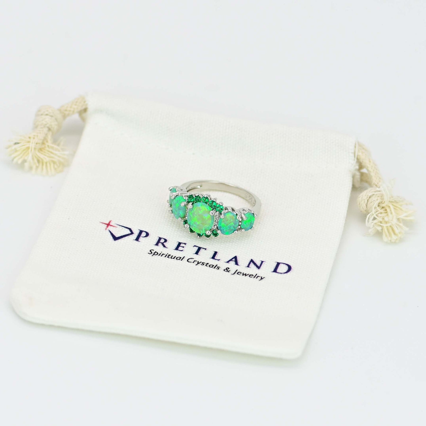 Green Opal Garnet Silver Ring - Rings - Pretland | Spiritual Crystals & Jewelry