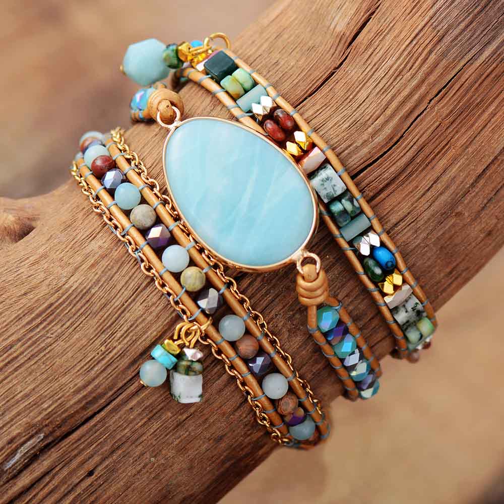 Spiritual Amazonite Wrap Bracelet - Bracelets - Pretland | Spiritual Crystals & Jewelry