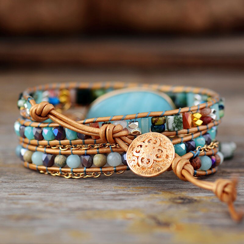 Spiritual Amazonite Wrap Bracelet - Bracelets - Pretland | Spiritual Crystals & Jewelry