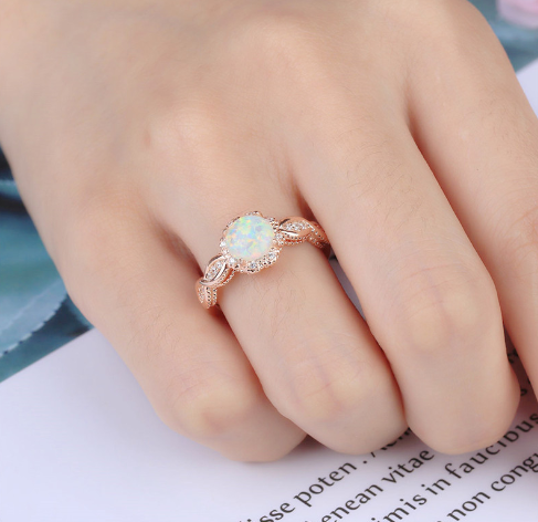 Flower Zirconia Opal Ring - Rings - Pretland | Spiritual Crystals & Jewelry