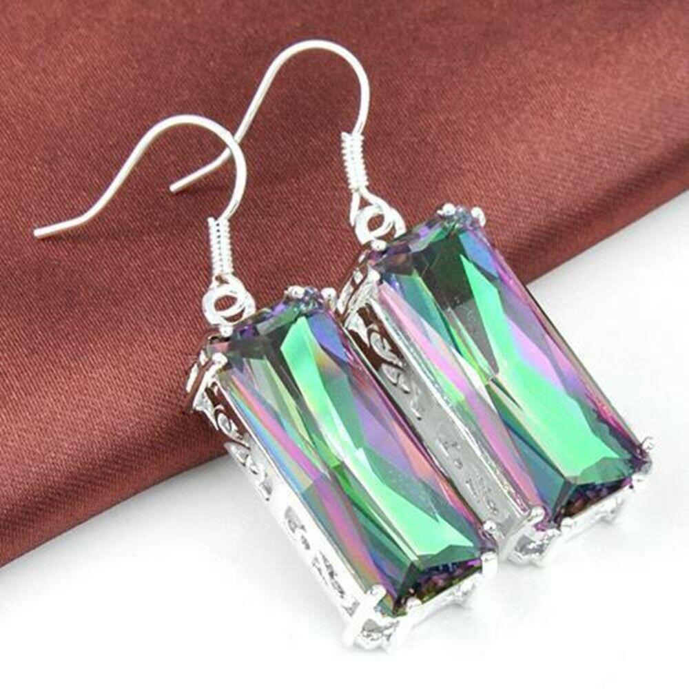 Rainbow Amethyst Sterling Silver Earrings - Earrings - Pretland | Spiritual Crystals & Jewelry