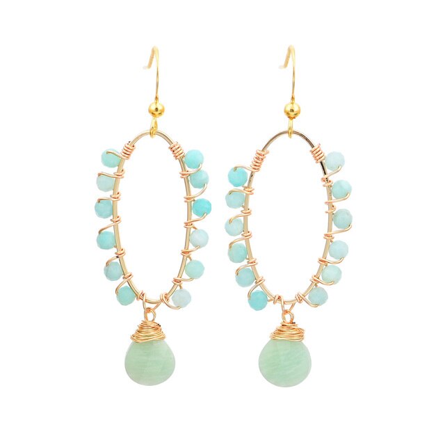 Exclusive Design Natural Stones Earrings - Amazonite - Earrings - Pretland | Spiritual Crystals & Jewelry
