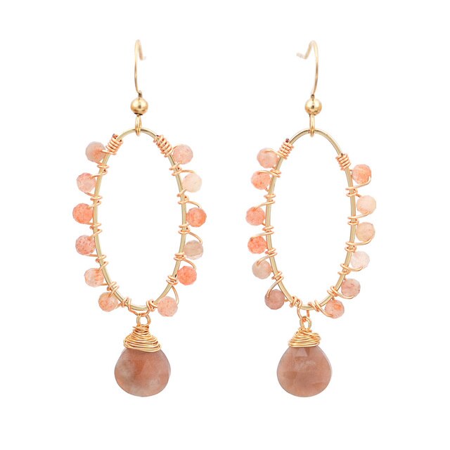 Exclusive Design Natural Stones Earrings - Sunstone - Earrings - Pretland | Spiritual Crystals & Jewelry