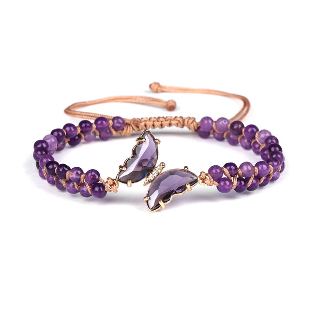 Chic Crystal Butterfly Braided Bracelet