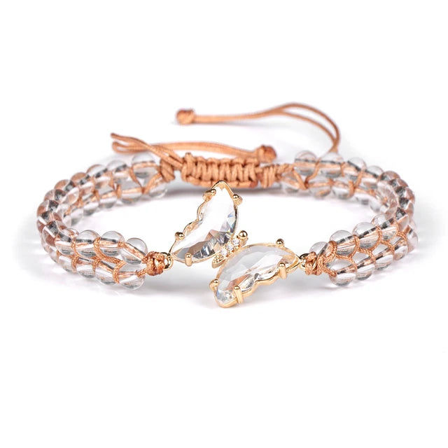 Chic Crystal Butterfly Braided Bracelet