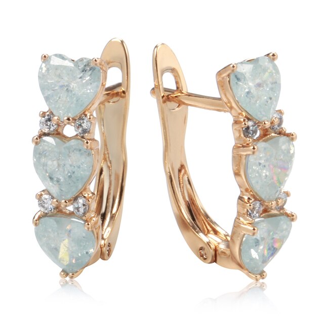 Lovely Aquamarine Heart 14K Rose Gold Earrings