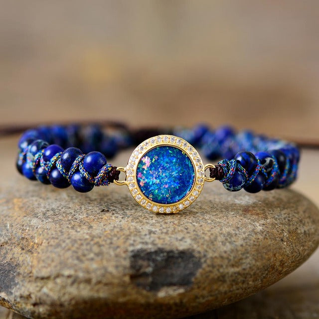 Enchanting Fire Opal & Jasper Bracelet - Royal Blue - Bracelets - Pretland | Spiritual Crystals & Jewelry
