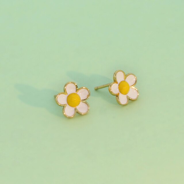 Sweet Daisy 925 Silver Stud Earrings - Gold - Stud Earrings - Pretland | Spiritual Crystals & Jewelry