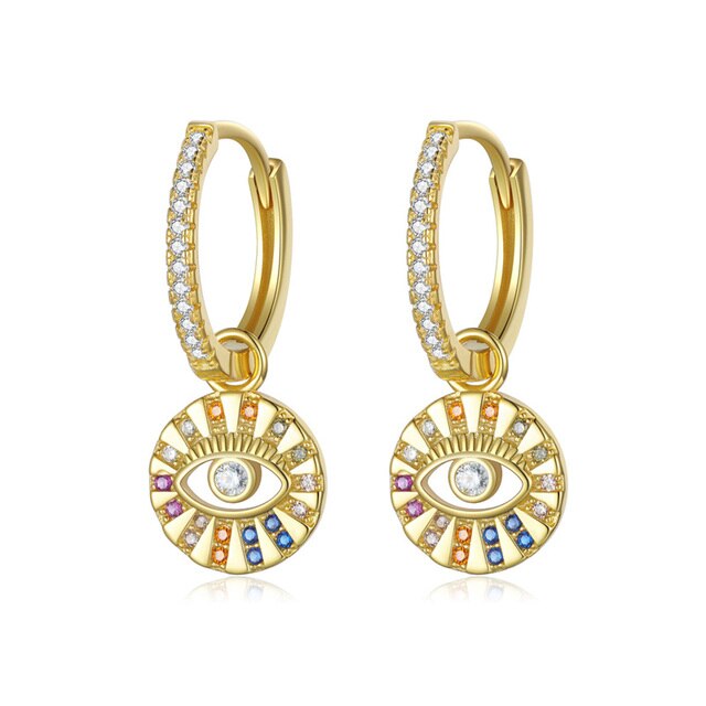 Evil Eye Hoop Earrings - Gold - Hoop Earrings - Pretland | Spiritual Crystals & Jewelry