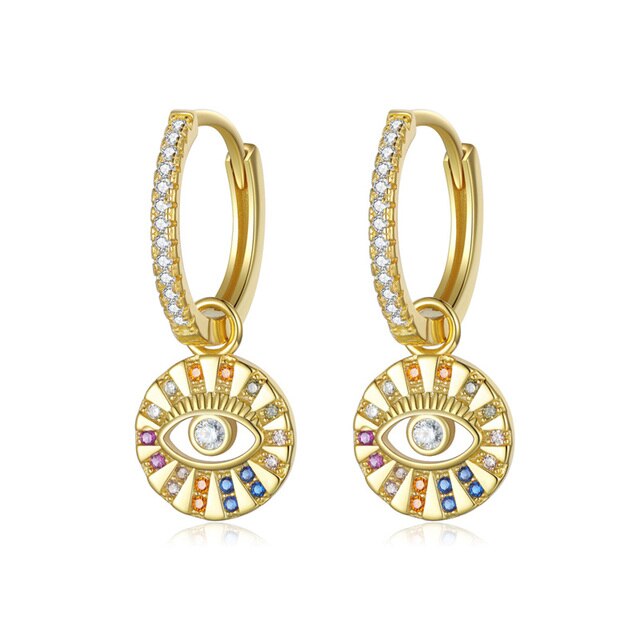 Evil Eye Hoop Earrings - Gold - Hoop Earrings - Pretland | Spiritual Crystals & Jewelry