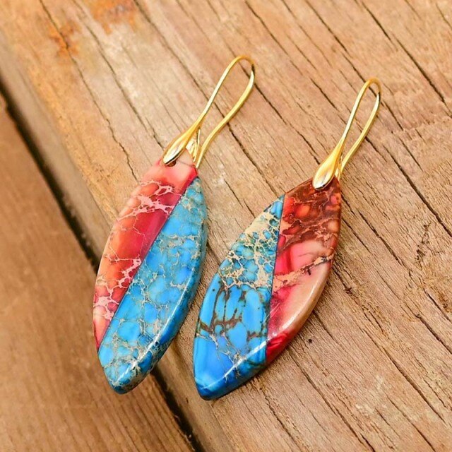 Elegant Red Leaf Emperor Earrings - Gold - Drop Earrings - Pretland | Spiritual Crystals & Jewelry