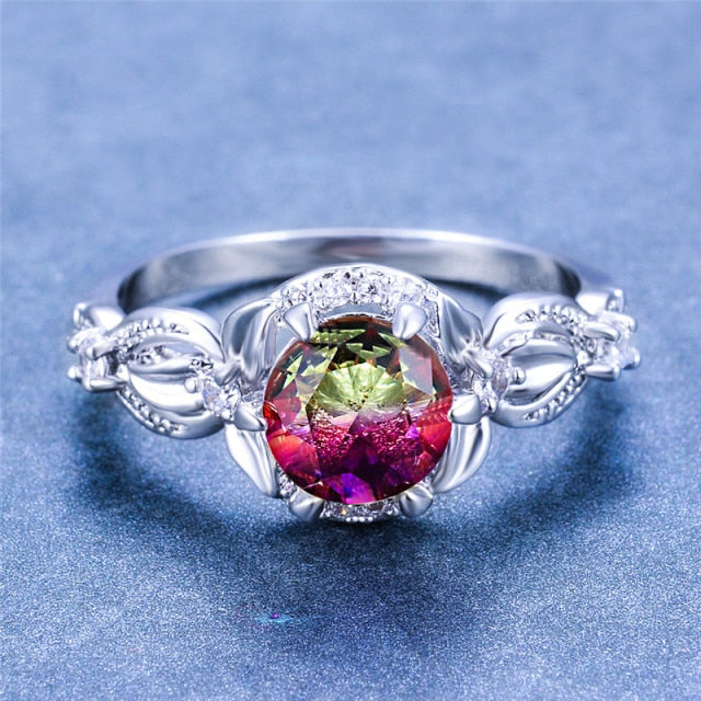 Neat and Elegant Cubic Zirconia Ring - 6 / Rose Red Yellow - Rings - Pretland | Spiritual Crystals & Jewelry