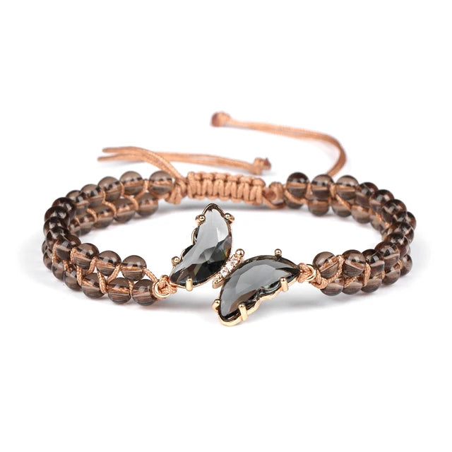 Chic Crystal Butterfly Braided Bracelet