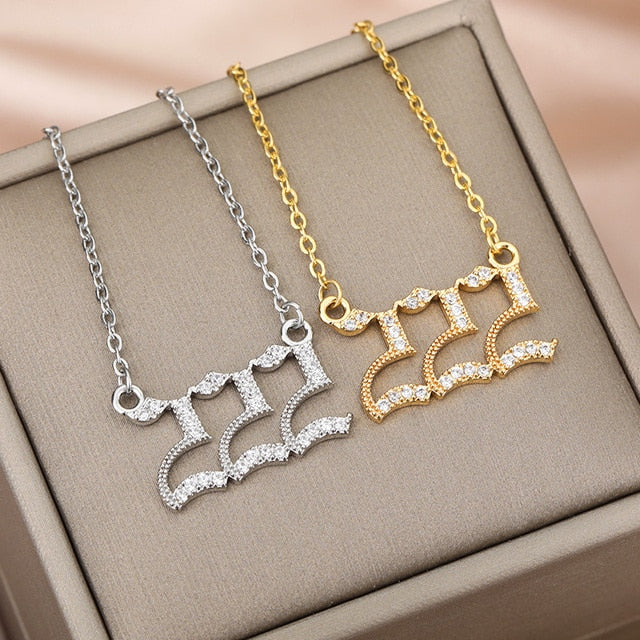 Angel Number Manifest Zirconia Necklace - 222 / Gold - Pendant Necklaces - Pretland | Spiritual Crystals & Jewelry