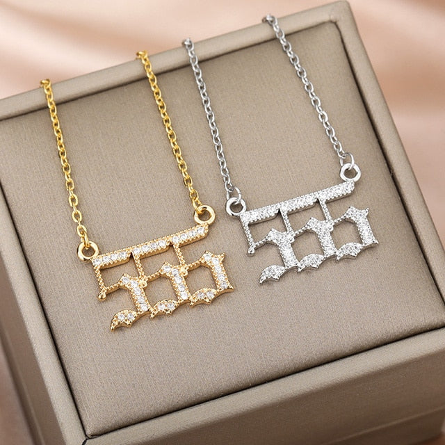 Angel Number Manifest Zirconia Necklace - 555 / Gold - Pendant Necklaces - Pretland | Spiritual Crystals & Jewelry