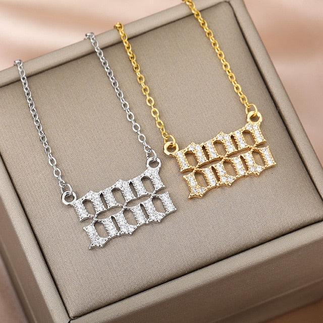 Angel Number Manifest Zirconia Necklace - 888 / Gold - Pendant Necklaces - Pretland | Spiritual Crystals & Jewelry