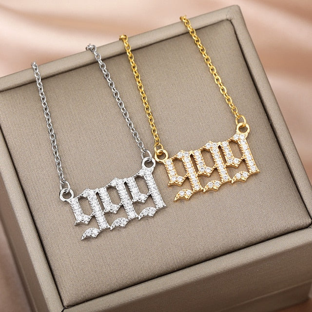 Angel Number Manifest Zirconia Necklace - 999 / Gold - Pendant Necklaces - Pretland | Spiritual Crystals & Jewelry
