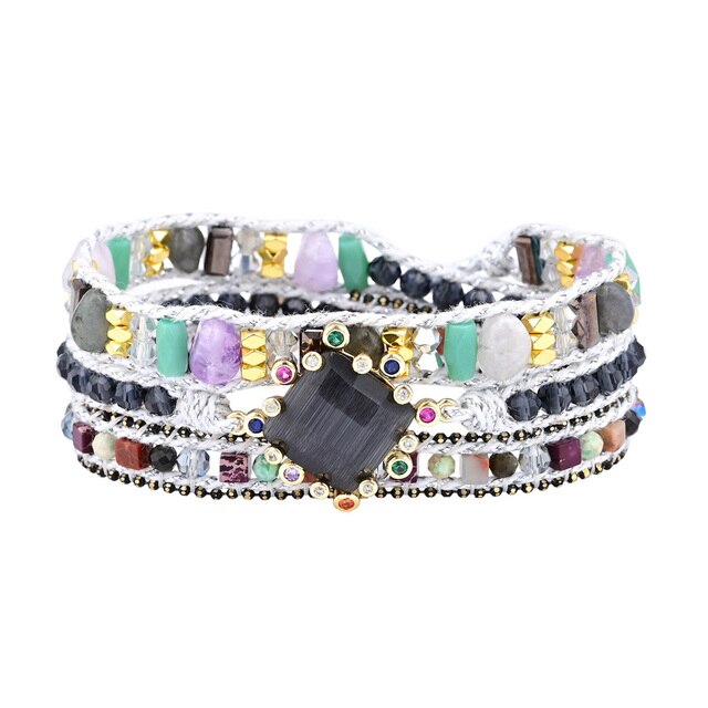Vegan Black Onyx Wrap Bracelet - Default Title - Bracelets - Pretland | Spiritual Crystals & Jewelry