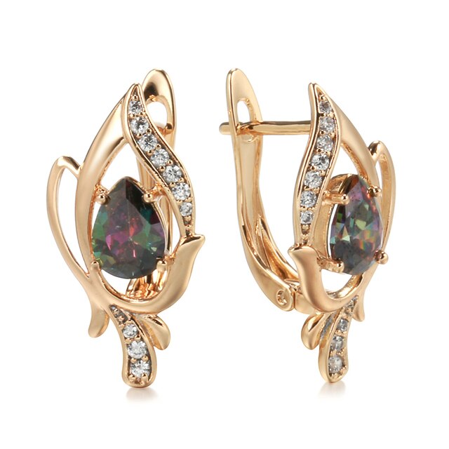 Vintage Flower Topaz 14K Rose Gold Earrings
