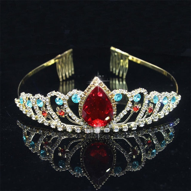 Princess Children Hair Tiara - Blue Red - Tiara - Pretland | Spiritual Crystals & Jewelry