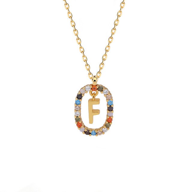 Letter 925 Sterling Silver Necklace - F / 40-46.5cm - Necklaces - Pretland | Spiritual Crystals & Jewelry