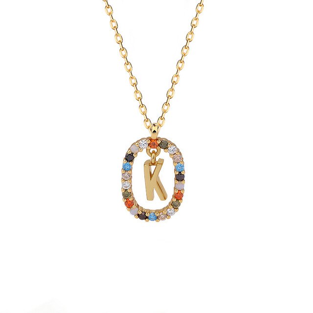 Letter 925 Sterling Silver Necklace - K / 40-46.5cm - Necklaces - Pretland | Spiritual Crystals & Jewelry