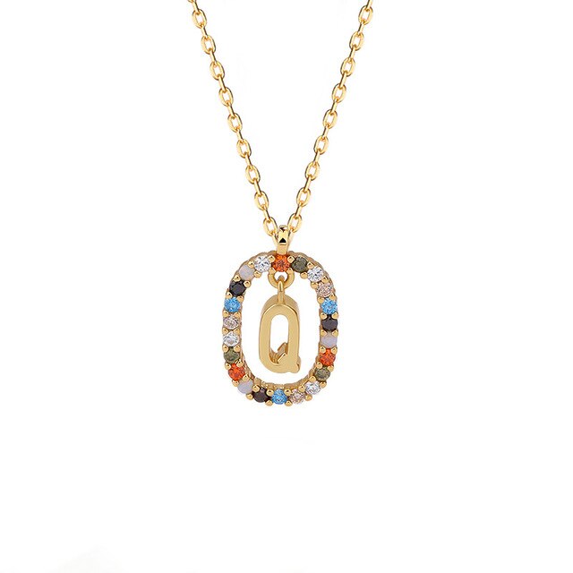 Letter 925 Sterling Silver Necklace - Q / 40-46.5cm - Necklaces - Pretland | Spiritual Crystals & Jewelry