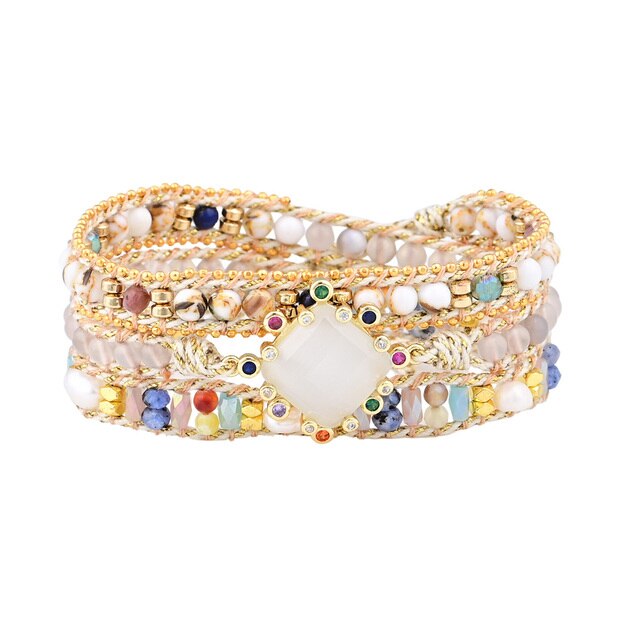 Vegan Clear Quartz Wrap Bracelet - Default Title - Bracelets - Pretland | Spiritual Crystals & Jewelry