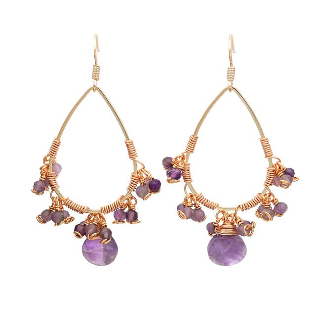 Spirit Natural Stones Earrings - Amethyst - Earrings - Pretland | Spiritual Crystals & Jewelry