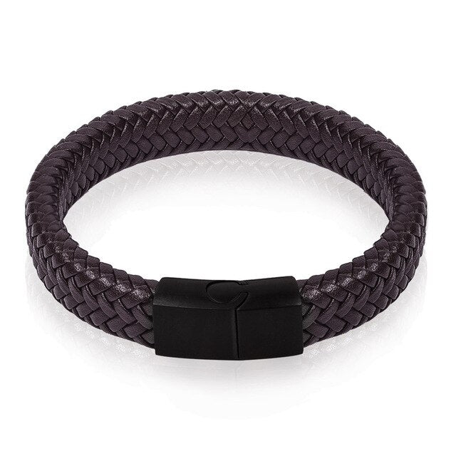 Genuine Leather Braided Bracelet - Bracelets - Pretland | Spiritual Crystals & Jewelry