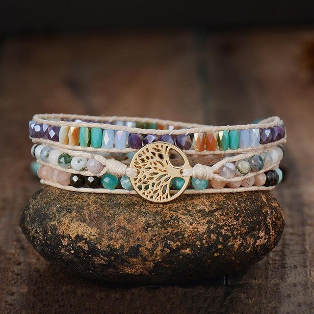 Tree of Life Vegan Bracelet - Ivory - Wrap Bracelets - Pretland | Spiritual Crystals & Jewelry