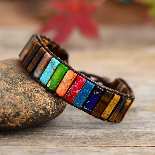 Spiritual 7 Chakra Tube Bracelet - Men Size - Bracelets - Pretland | Spiritual Crystals & Jewelry