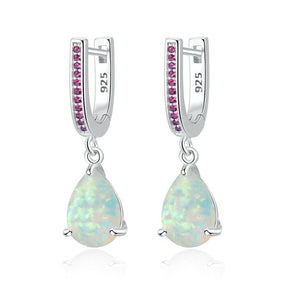 Green Opal Silver Earrings - Pink - Earrings - Pretland | Spiritual Crystals & Jewelry