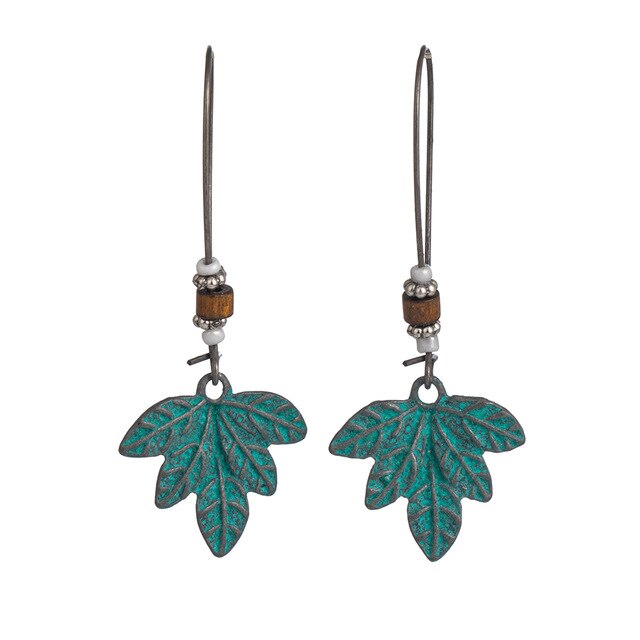 Turquoise Leaf Earrings - Style 06 - Earrings - Pretland | Spiritual Crystals & Jewelry