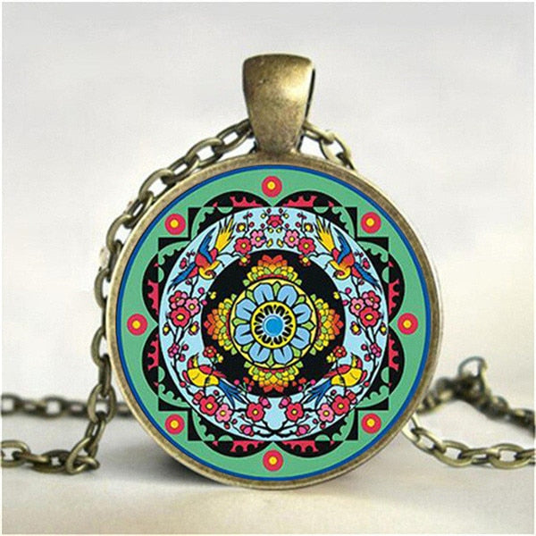Tibetan Mandala Necklace - Lotus Mandala Gold - Necklaces - Pretland | Spiritual Crystals & Jewelry