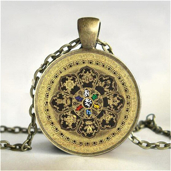 Tibetan Mandala Necklace - Alsade Sri Yatra Gold - Necklaces - Pretland | Spiritual Crystals & Jewelry