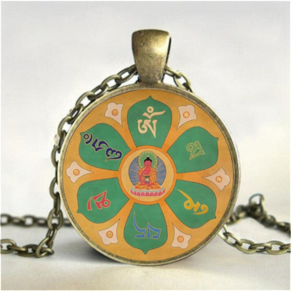 Tibetan Mandala Necklace - Arya Tara Gold - Necklaces - Pretland | Spiritual Crystals & Jewelry