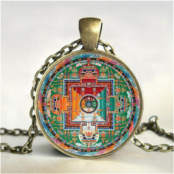 Tibetan Mandala Necklace - Arya Tara Mandala Gold - Necklaces - Pretland | Spiritual Crystals & Jewelry