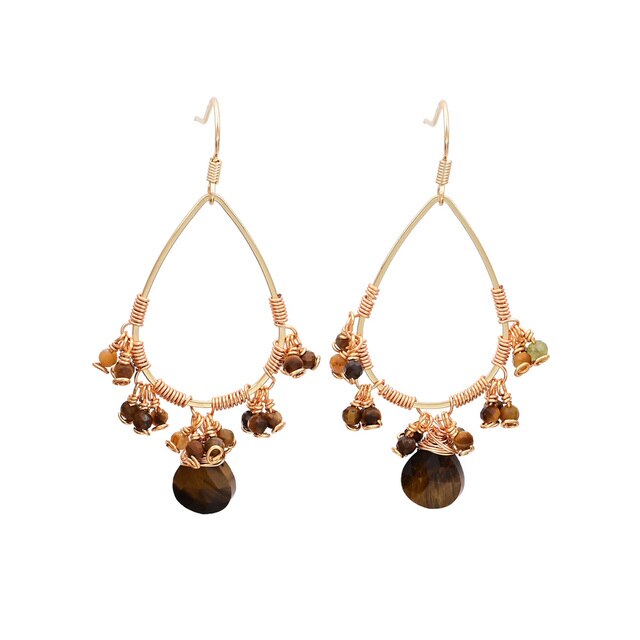 Spirit Natural Stones Earrings - Tiger-eye - Earrings - Pretland | Spiritual Crystals & Jewelry
