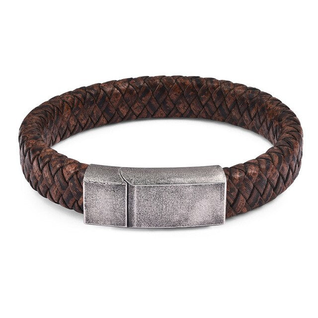 Genuine Leather Braided Bracelet - Bracelets - Pretland | Spiritual Crystals & Jewelry