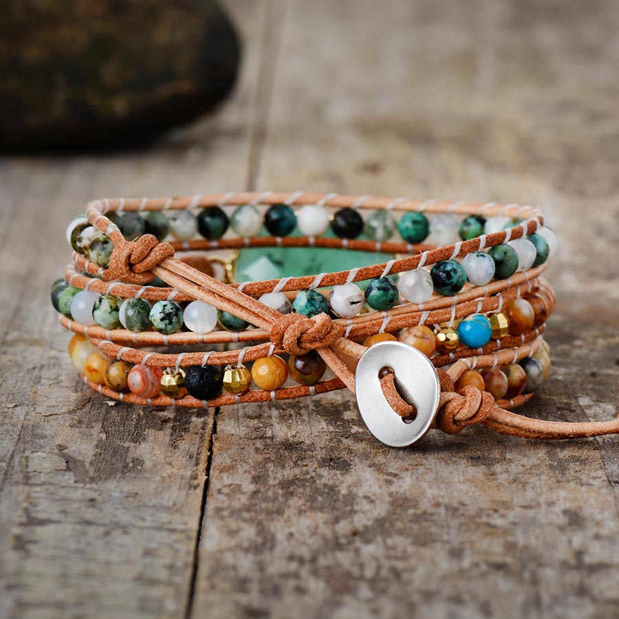 Jade Protection Wrap Bracelet - Wrap Bracelets - Pretland | Spiritual Crystals & Jewelry