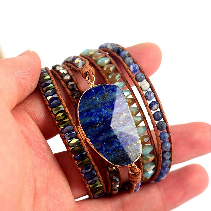 Indigo Lapis Lazuli & Sodalite Bracelet - Wrap Bracelets - Pretland | Spiritual Crystals & Jewelry