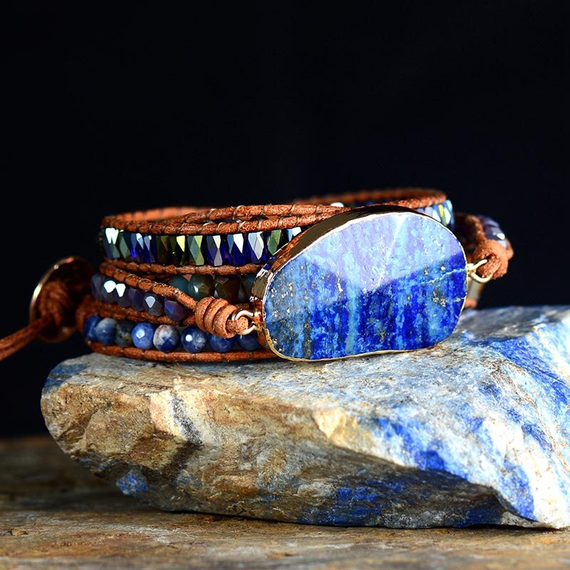 Indigo Lapis Lazuli & Sodalite Bracelet - Wrap Bracelets - Pretland | Spiritual Crystals & Jewelry